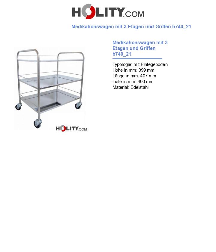 Medikationswagen mit 3 Etagen und Griffen h740_21