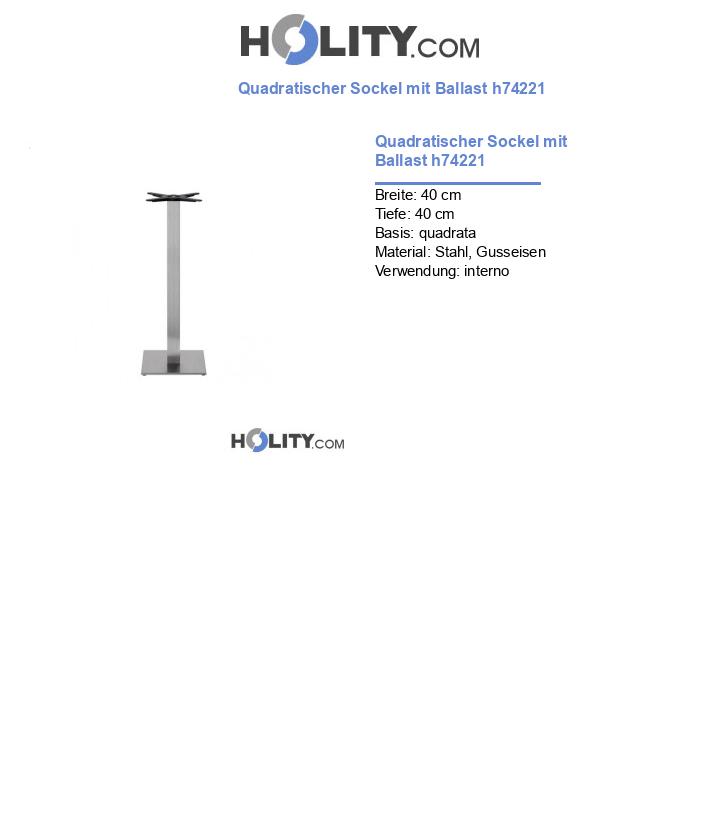 Quadratischer Sockel mit Ballast h74221
