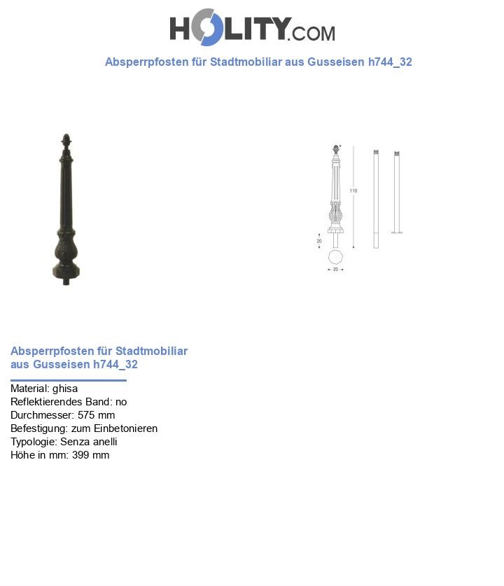 Absperrpfosten für Stadtmobiliar aus Gusseisen h744_32
