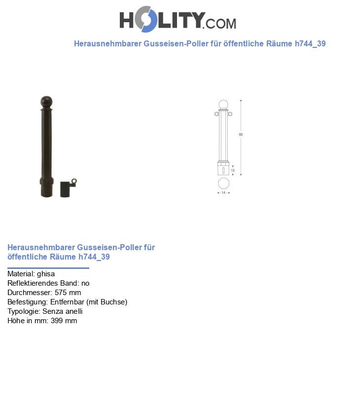 Herausnehmbarer Gusseisen-Poller für öffentliche Räume h744_39