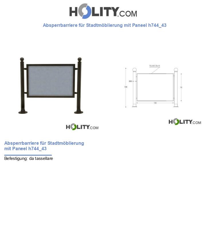 Absperrbarriere für Stadtmöblierung mit Paneel h744_43