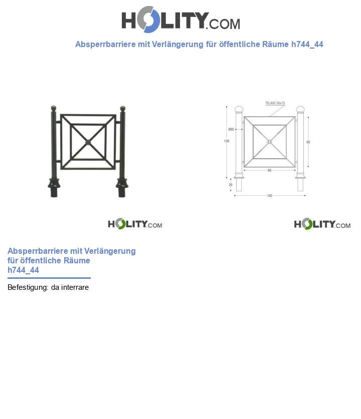 Absperrbarriere mit Verlängerung für öffentliche Räume h744_44