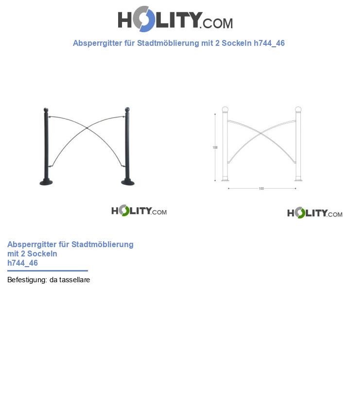 Absperrgitter für Stadtmöblierung mit 2 Sockeln h744_46