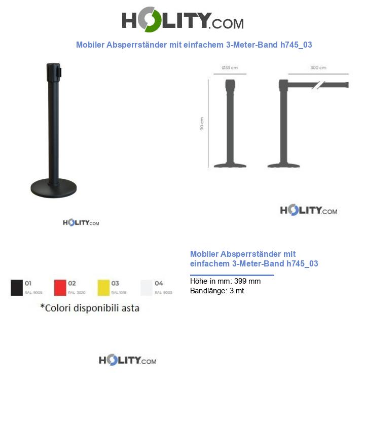 Mobiler Absperrständer mit einfachem 3-Meter-Band h745_03