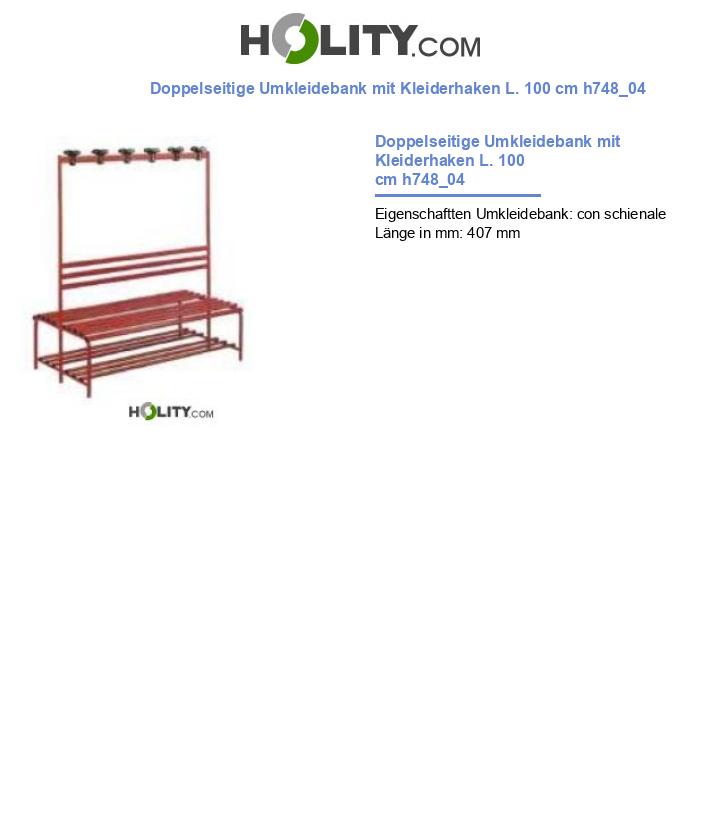 Doppelseitige Umkleidebank mit Kleiderhaken L. 100 cm h748_04