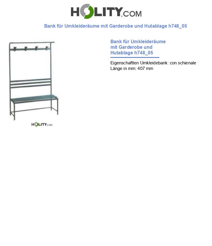 Bank für Umkleideräume mit Garderobe und Hutablage h748_05