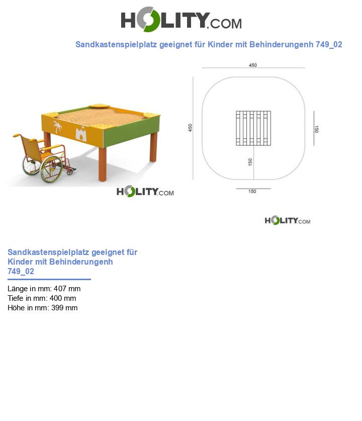 Sandkastenspielplatz geeignet für Kinder mit Behinderungenh 749_02