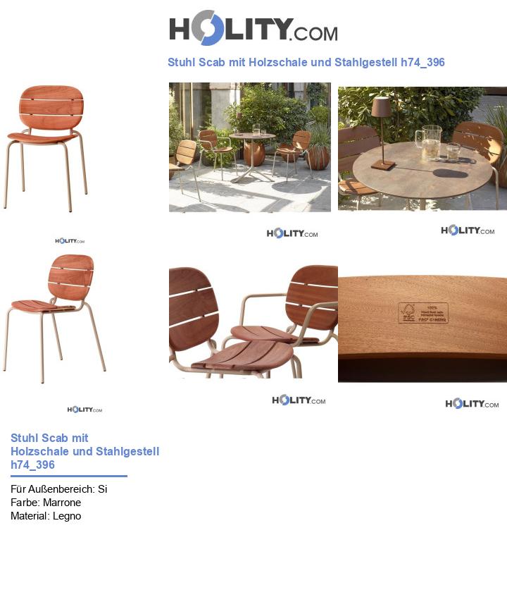 Stuhl Scab mit Holzschale und Stahlgestell h74_396