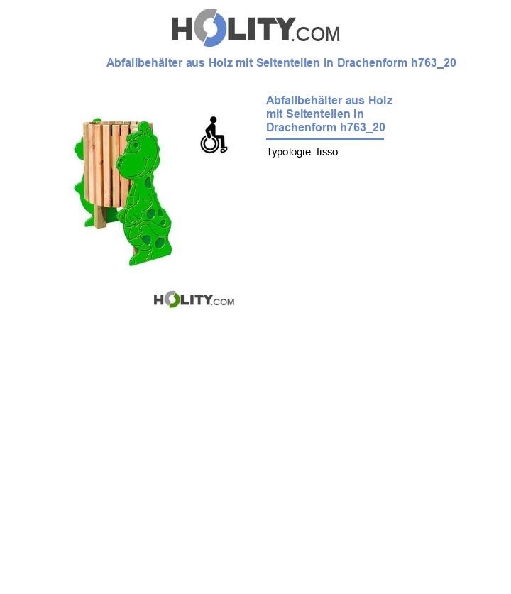 Abfallbehälter aus Holz mit Seitenteilen in Drachenform h763_20