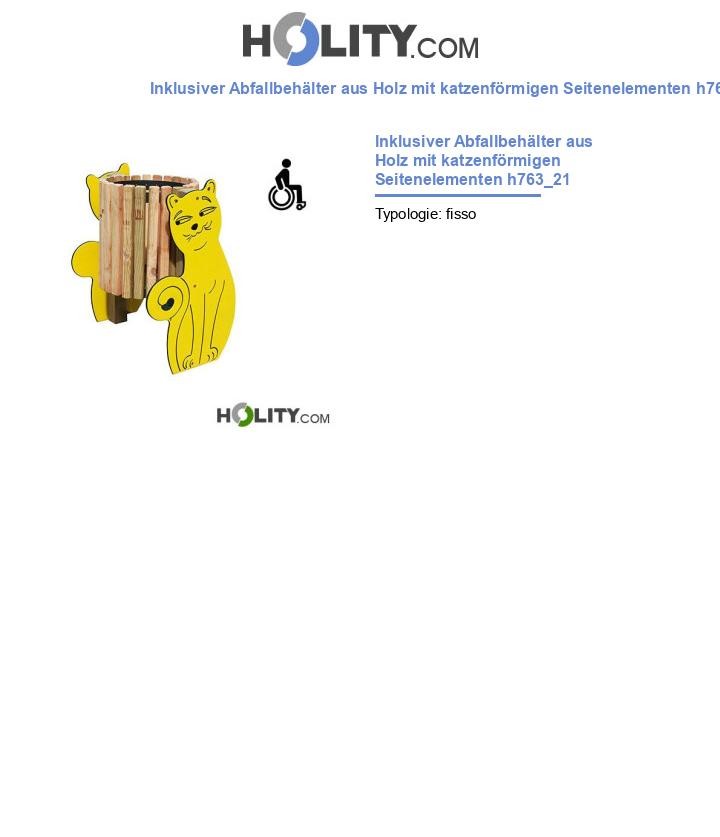 Inklusiver Abfallbehälter aus Holz mit katzenförmigen Seitenelementen h763_21
