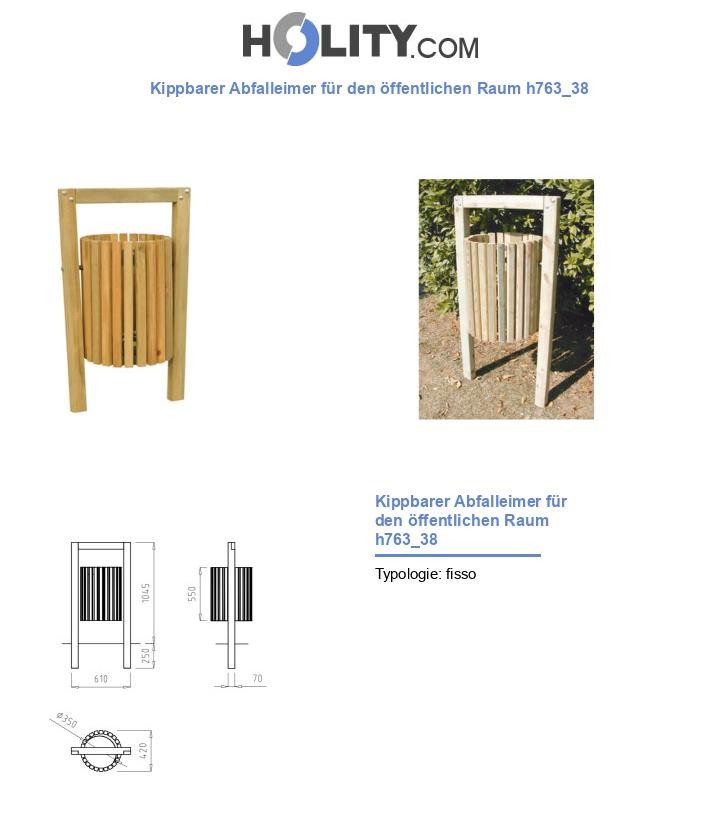 Kippbarer Abfalleimer für den öffentlichen Raum h763_38