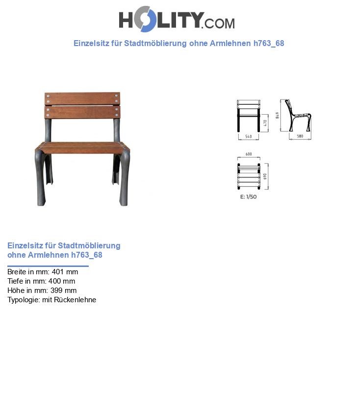 Einzelsitz für Stadtmöblierung ohne Armlehnen h763_68