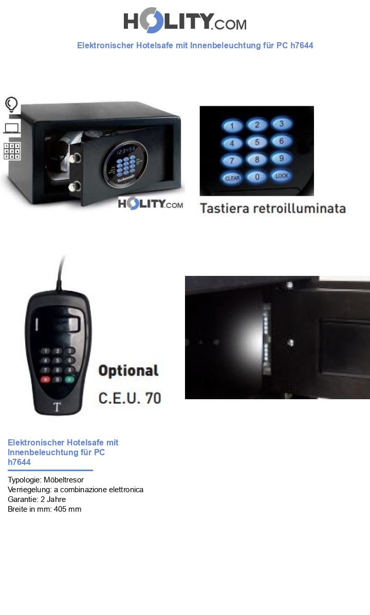 Elektronischer Hotelsafe mit Innenbeleuchtung für PC h7644