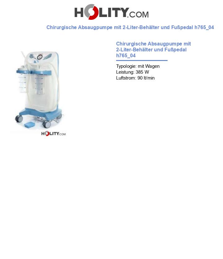 Chirurgische Absaugpumpe mit 2-Liter-Behälter und Fußpedal h765_04