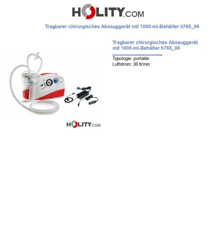 Tragbarer chirurgisches Absauggerät mit 1000-ml-Behälter h765_06