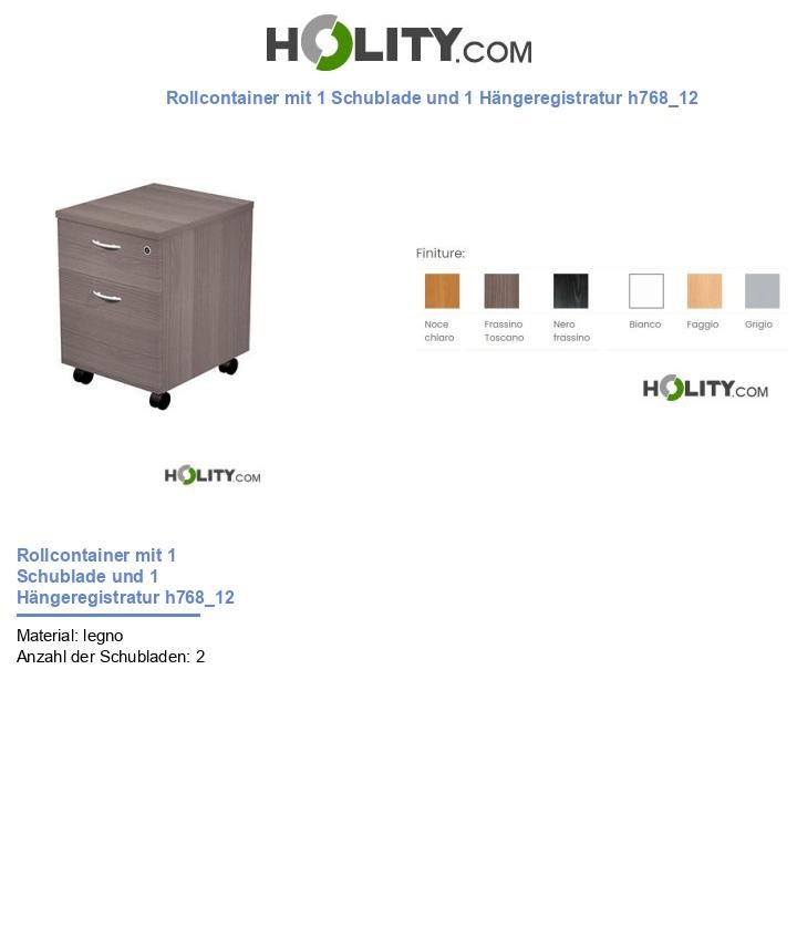 Rollcontainer mit 1 Schublade und 1 Hängeregistratur h768_12