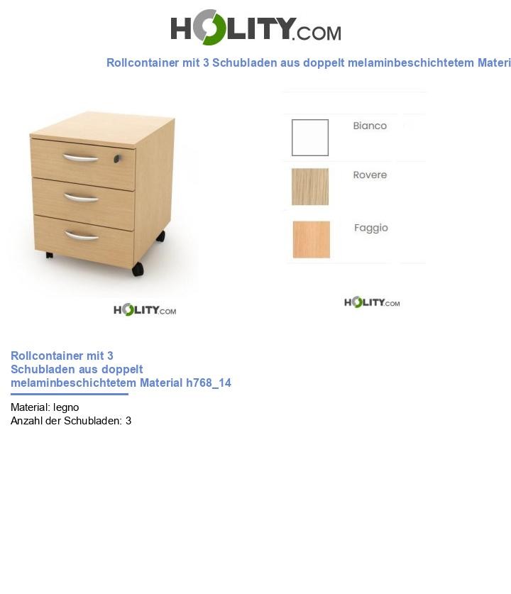 Rollcontainer mit 3 Schubladen aus doppelt melaminbeschichtetem Material h768_14