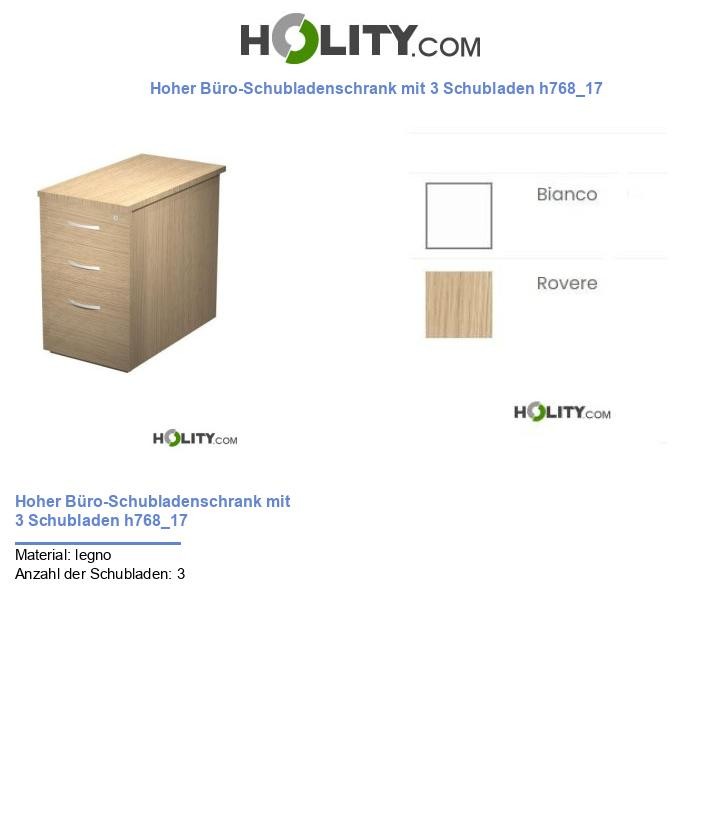 Hoher Büro-Schubladenschrank mit 3 Schubladen h768_17