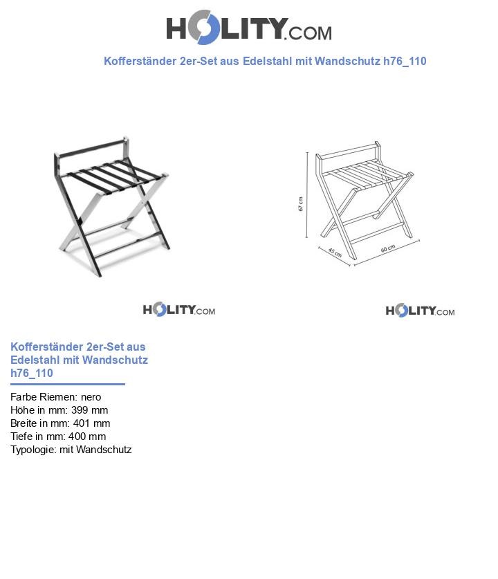 Kofferständer 2er-Set aus Edelstahl mit Wandschutz h76_110