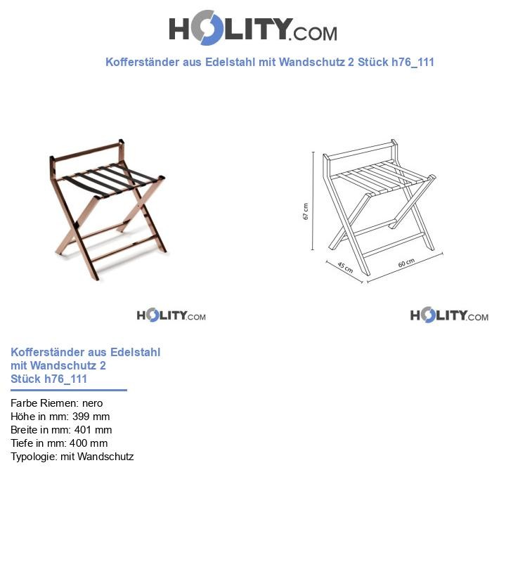 Kofferständer aus Edelstahl mit Wandschutz 2 Stück h76_111
