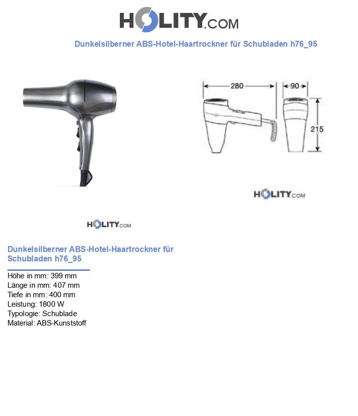 Dunkelsilberner ABS-Hotel-Haartrockner für Schubladen h76_95