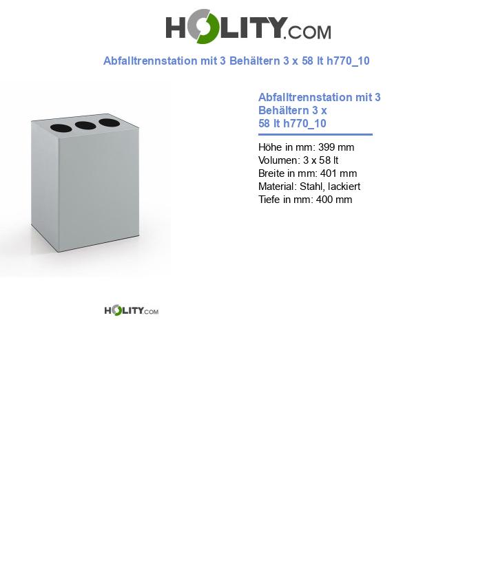 Abfalltrennstation mit 3 Behältern 3 x 58 lt h770_10