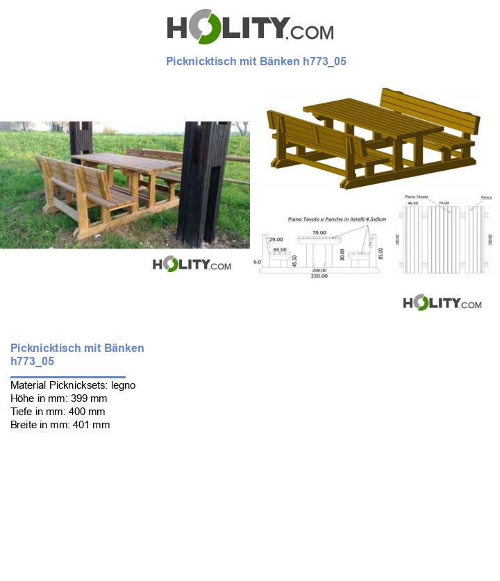 Picknicktisch mit Bänken h773_05