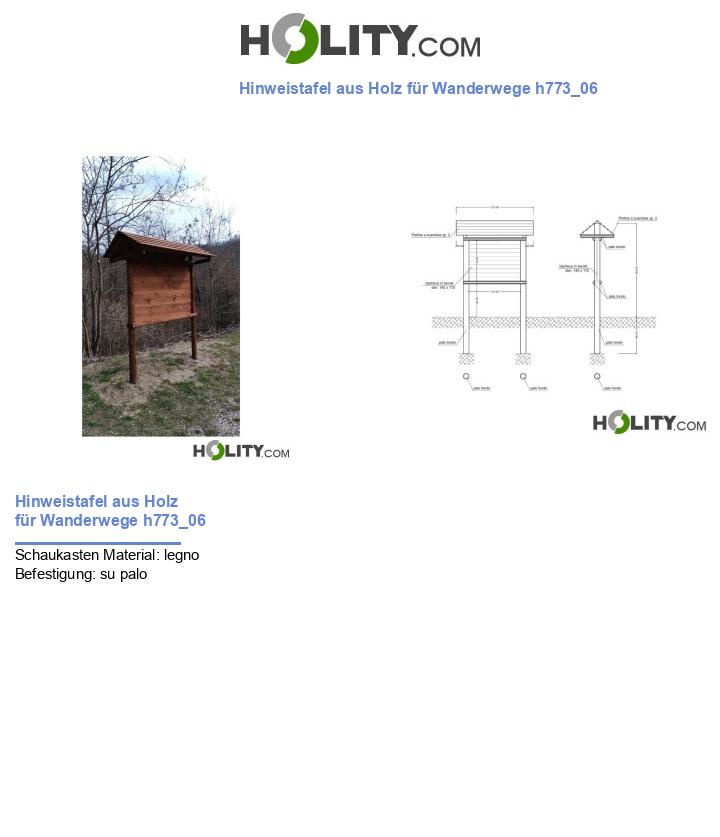 Hinweistafel aus Holz für Wanderwege h773_06