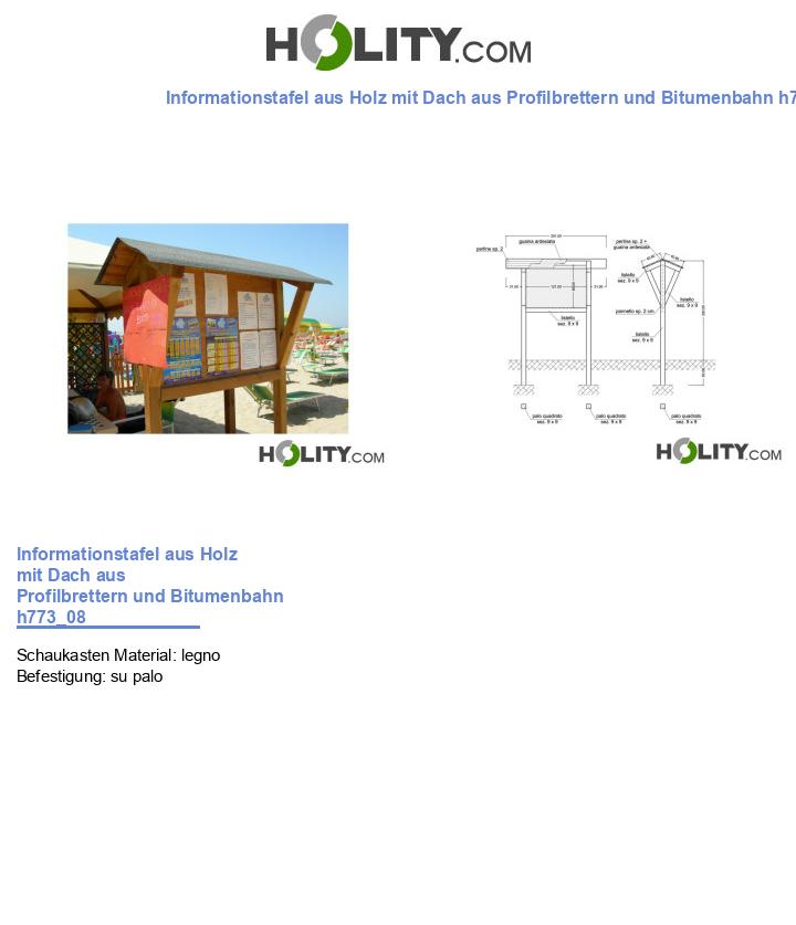 Informationstafel aus Holz mit Dach aus Profilbrettern und Bitumenbahn h773_08