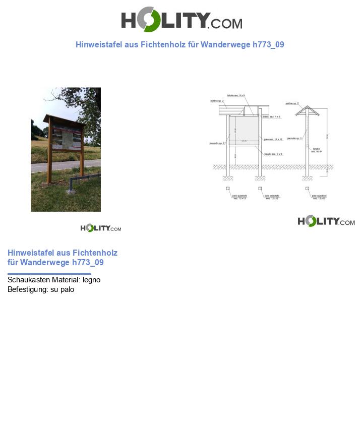 Hinweistafel aus Fichtenholz für Wanderwege h773_09