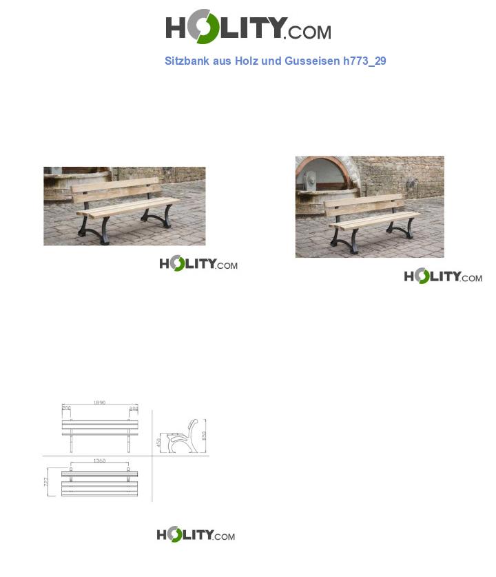 Sitzbank aus Holz und Gusseisen h773_29