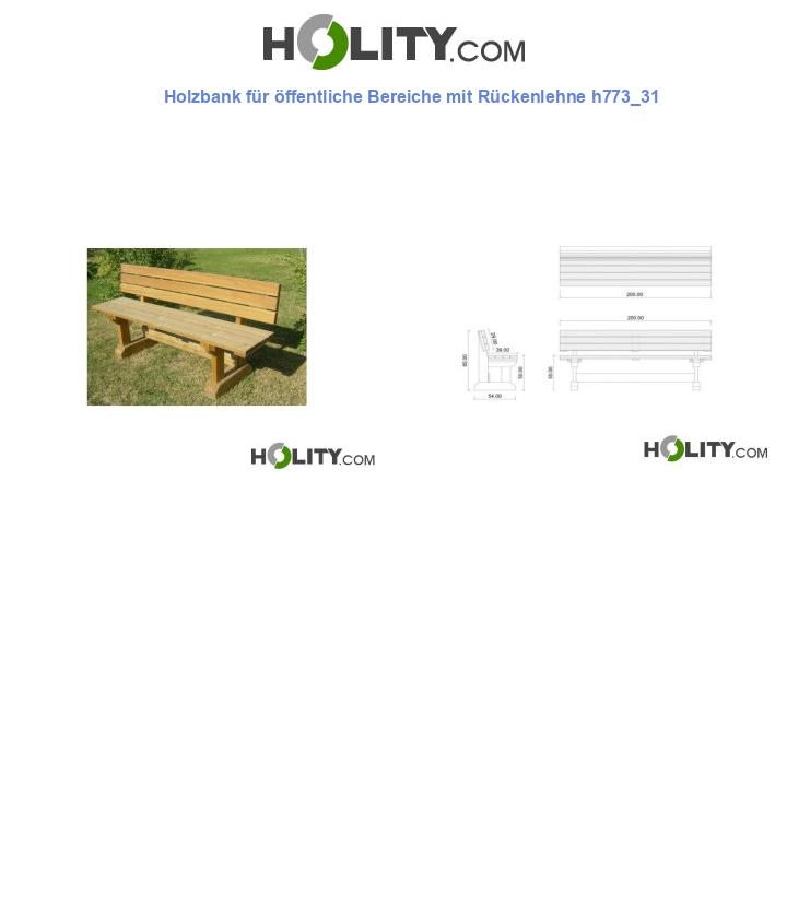 Holzbank für öffentliche Bereiche mit Rückenlehne h773_31
