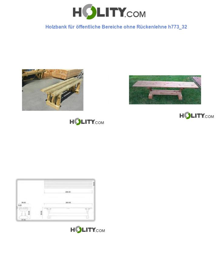 Holzbank für öffentliche Bereiche ohne Rückenlehne h773_32