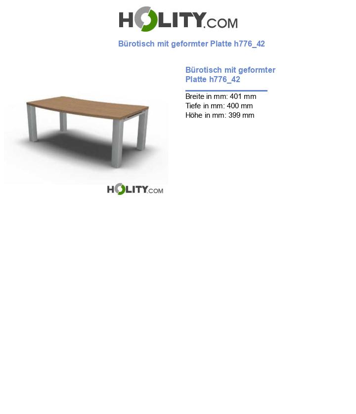 Bürotisch mit geformter Platte h776_42