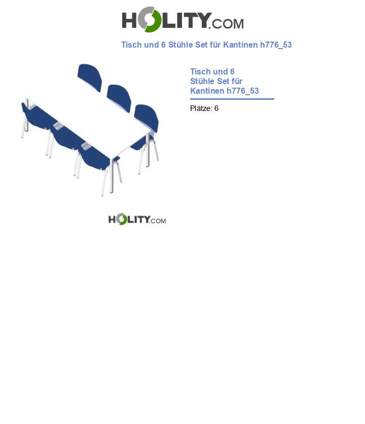Tisch und 6 Stühle Set für Kantinen h776_53