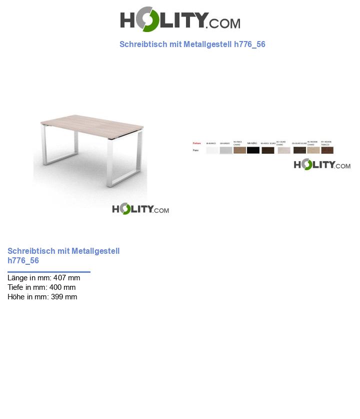 Schreibtisch mit Metallgestell h776_56