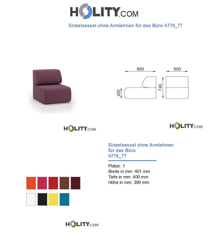 Einzelsessel ohne Armlehnen für das Büro h776_77