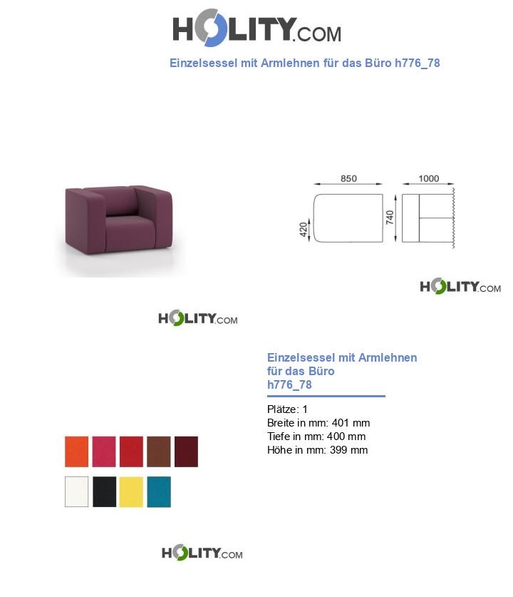 Einzelsessel mit Armlehnen für das Büro h776_78