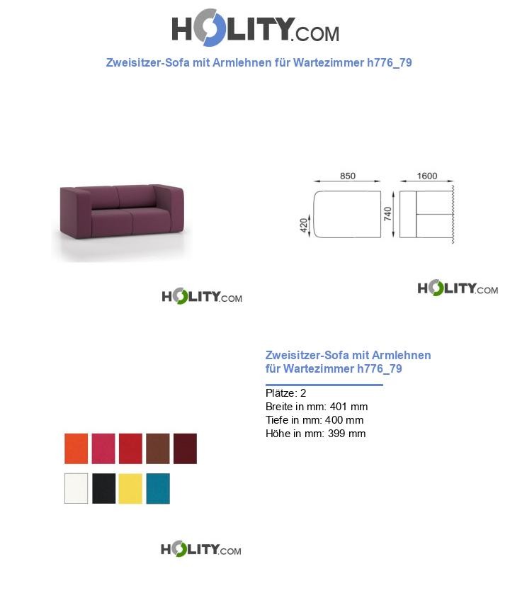 Zweisitzer-Sofa mit Armlehnen für Wartezimmer h776_79