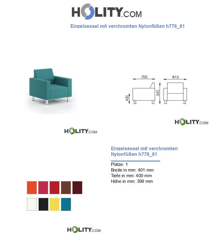 Einzelsessel mit verchromten Nylonfüßen h776_81