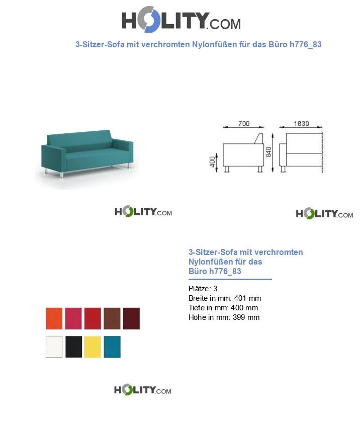 3-Sitzer-Sofa mit verchromten Nylonfüßen für das Büro h776_83