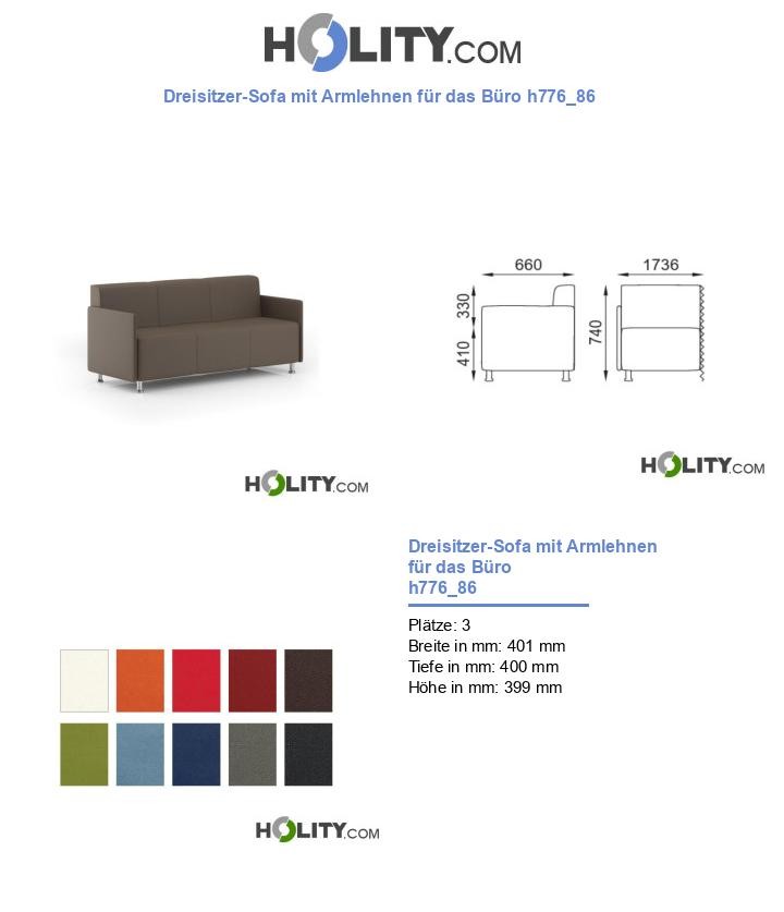 Dreisitzer-Sofa mit Armlehnen für das Büro h776_86