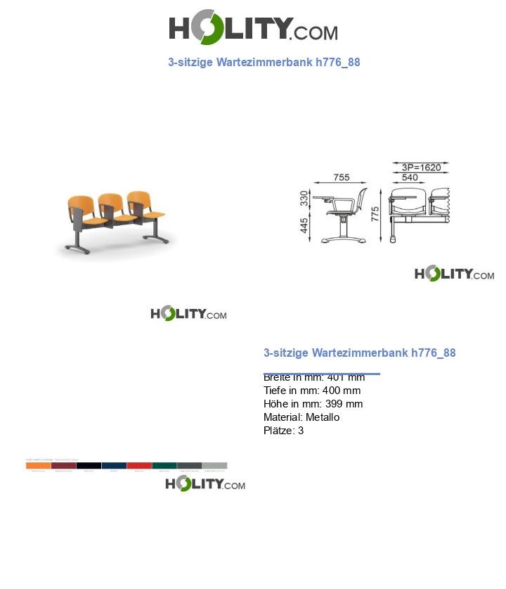 3-sitzige Wartezimmerbank h776_88