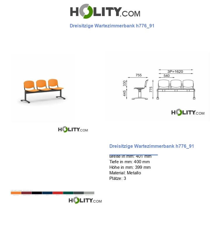 Dreisitzige Wartezimmerbank h776_91