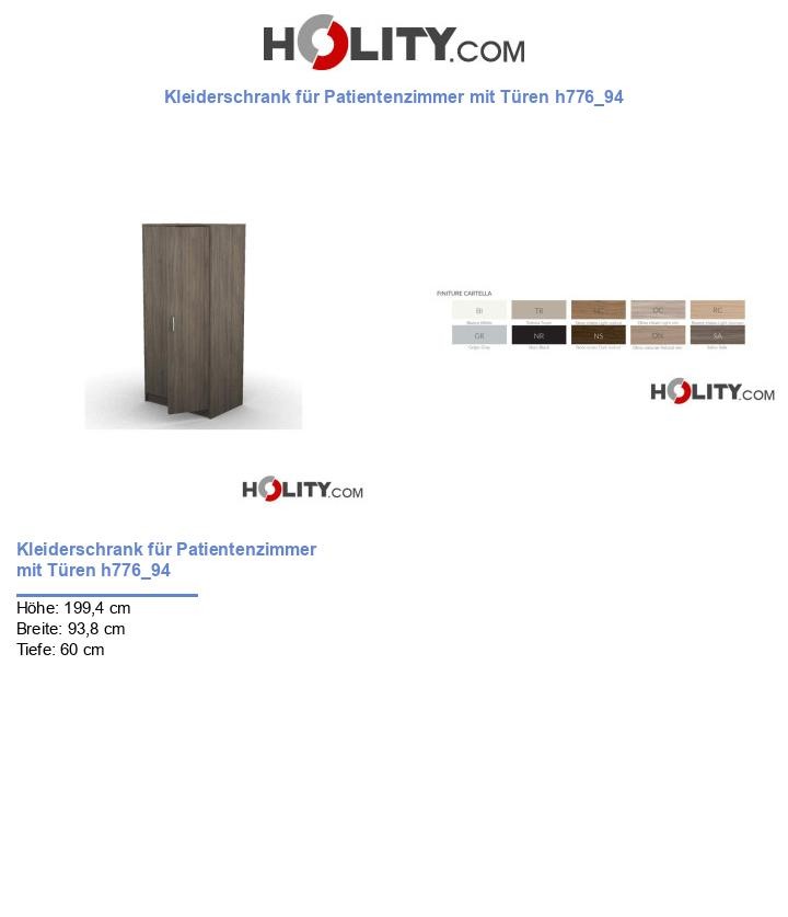 Kleiderschrank für Patientenzimmer mit Türen h776_94