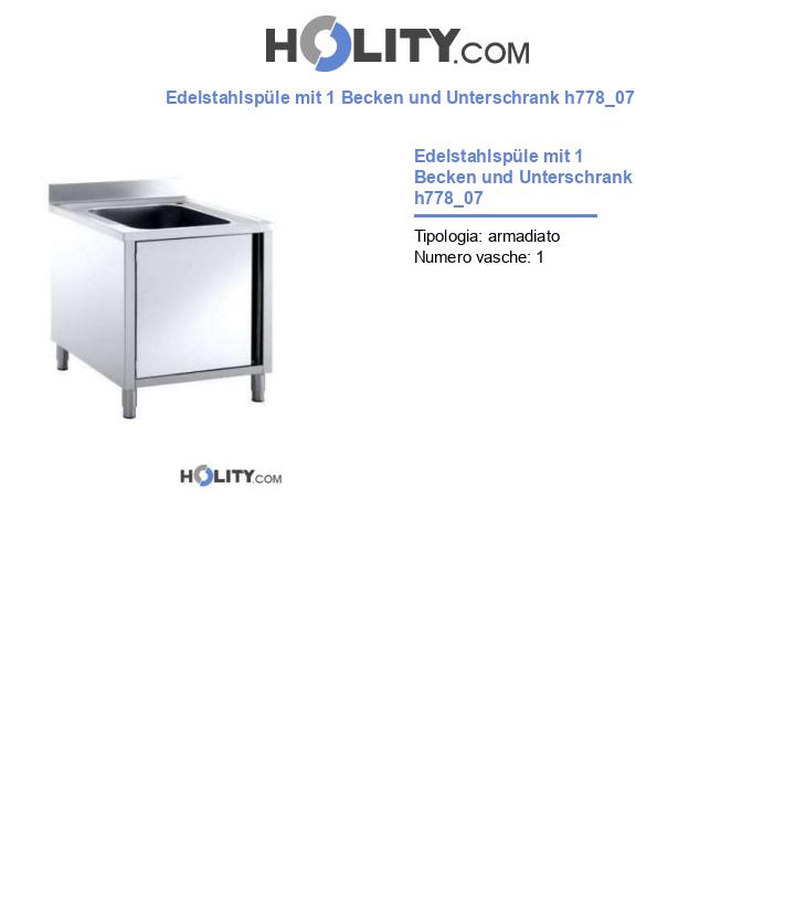 Edelstahlspüle mit 1 Becken und Unterschrank h778_07