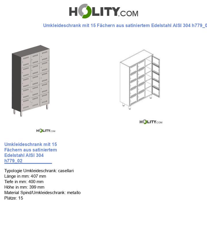 Umkleideschrank mit 15 Fächern aus satiniertem Edelstahl AISI 304 h779_02