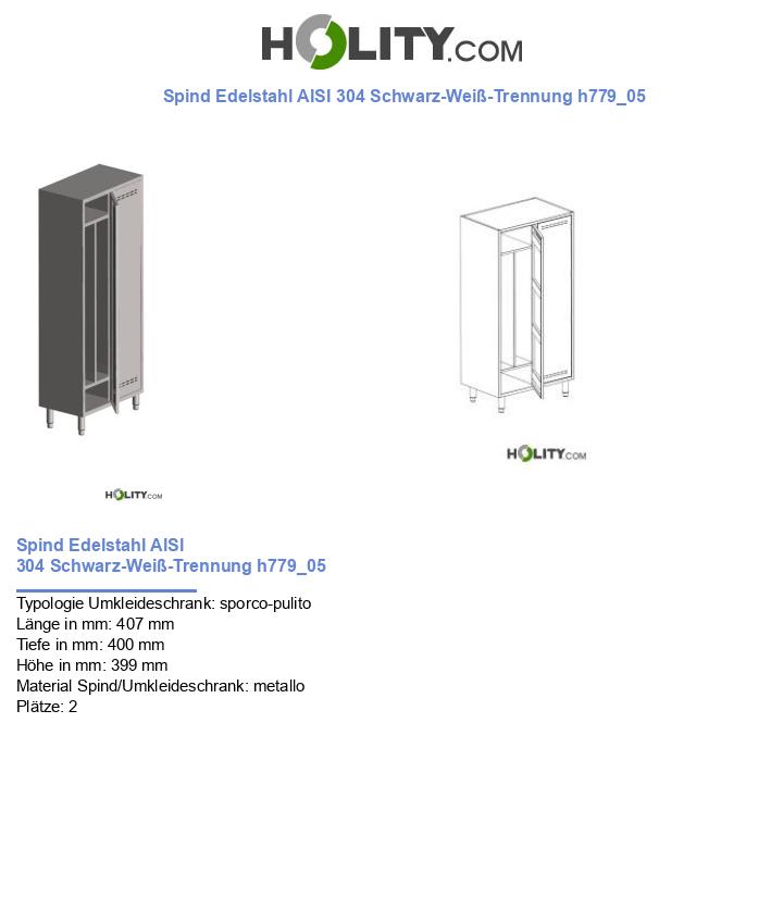 Spind Edelstahl AISI 304 Schwarz-Weiß-Trennung h779_05