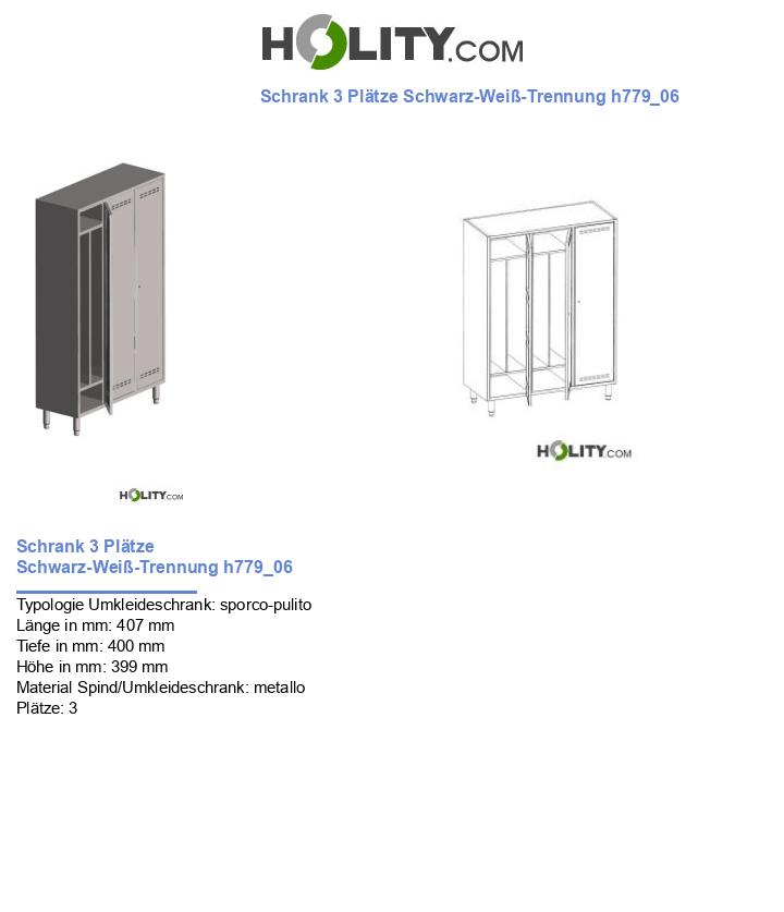 Schrank 3 Plätze Schwarz-Weiß-Trennung h779_06