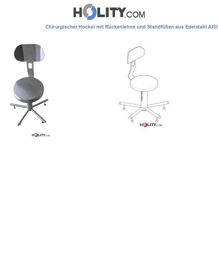 Chirurgischer Hocker mit Rückenlehne und Standfüßen aus Edelstahl AISI 304 h779_10